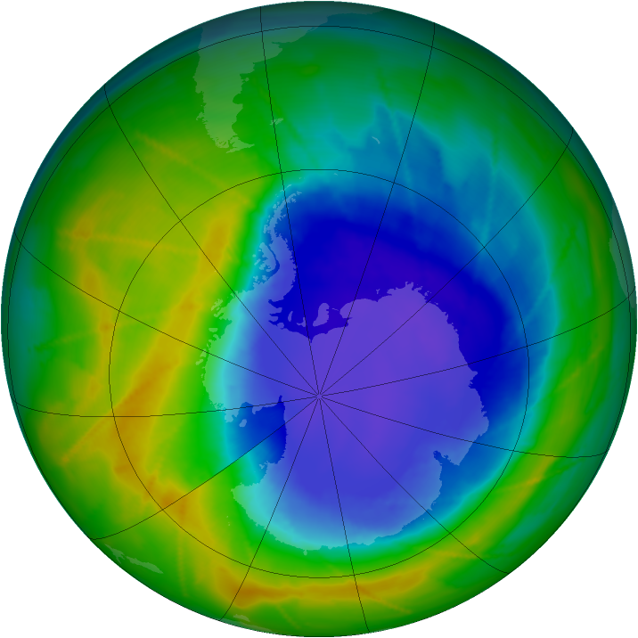 Antarctic ozone map for 23 October 2010